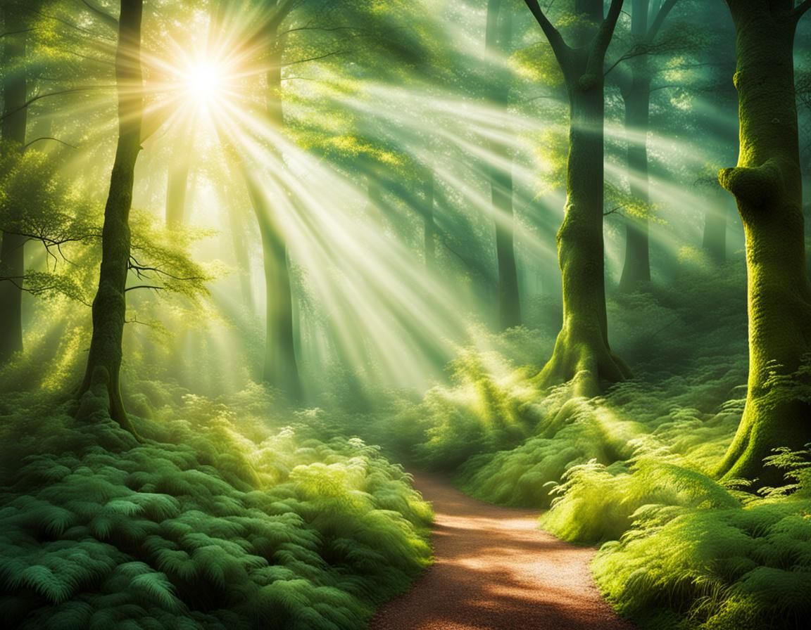 Ethereal Sunshine in Whispering Woods Fantasy