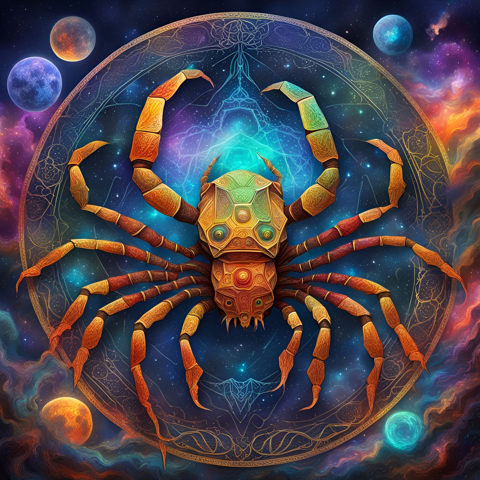 Holographic Horned Scorpion Astral Illustration