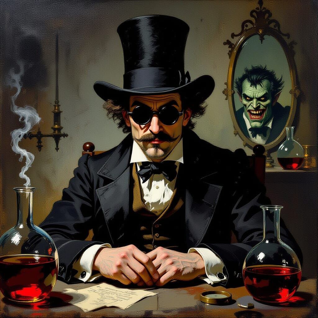Dr. Jekyll Portrait in Rembrandt Style with Chiaroscuro