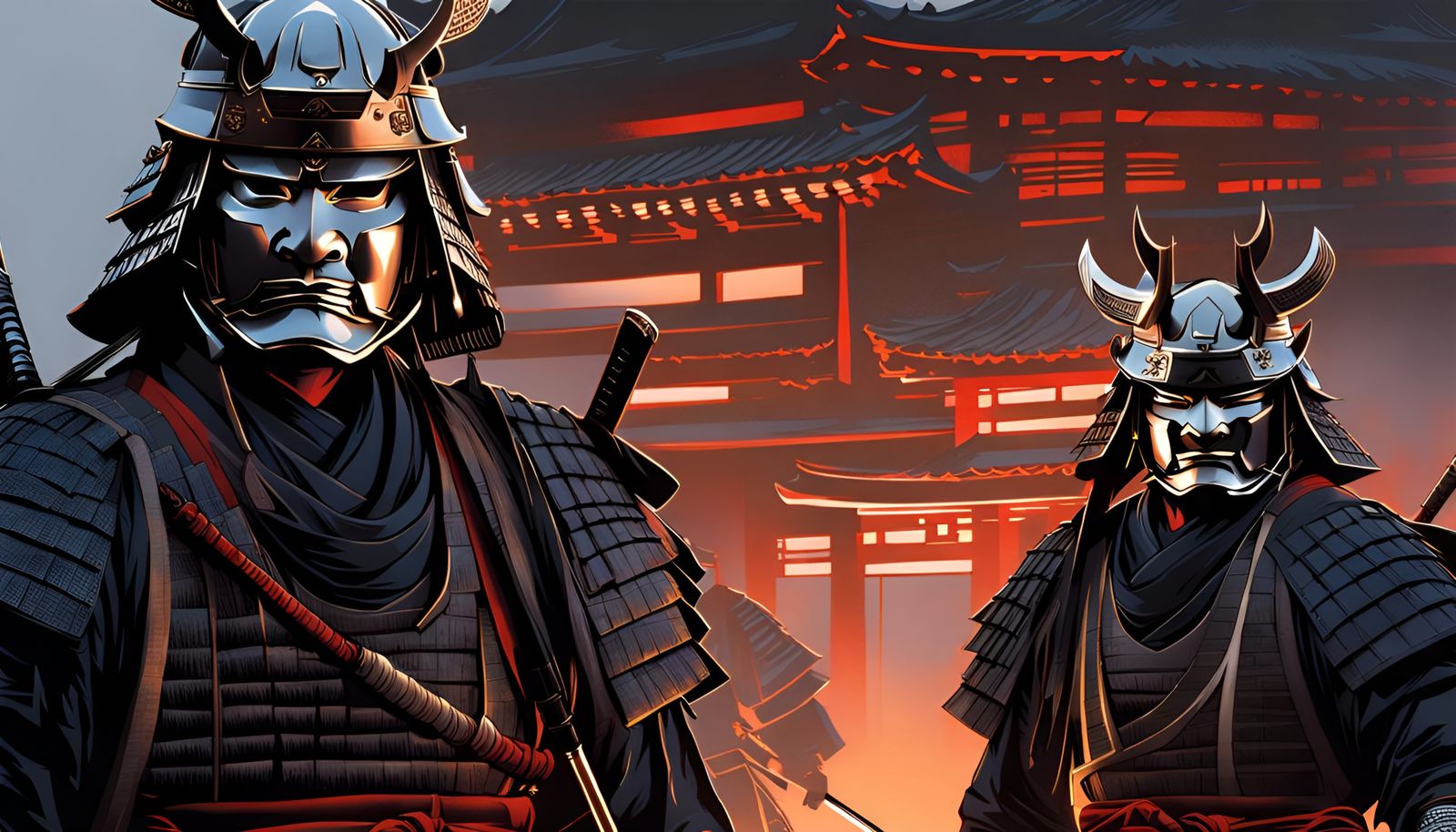 Samurai Warriors in Silkscreen Style