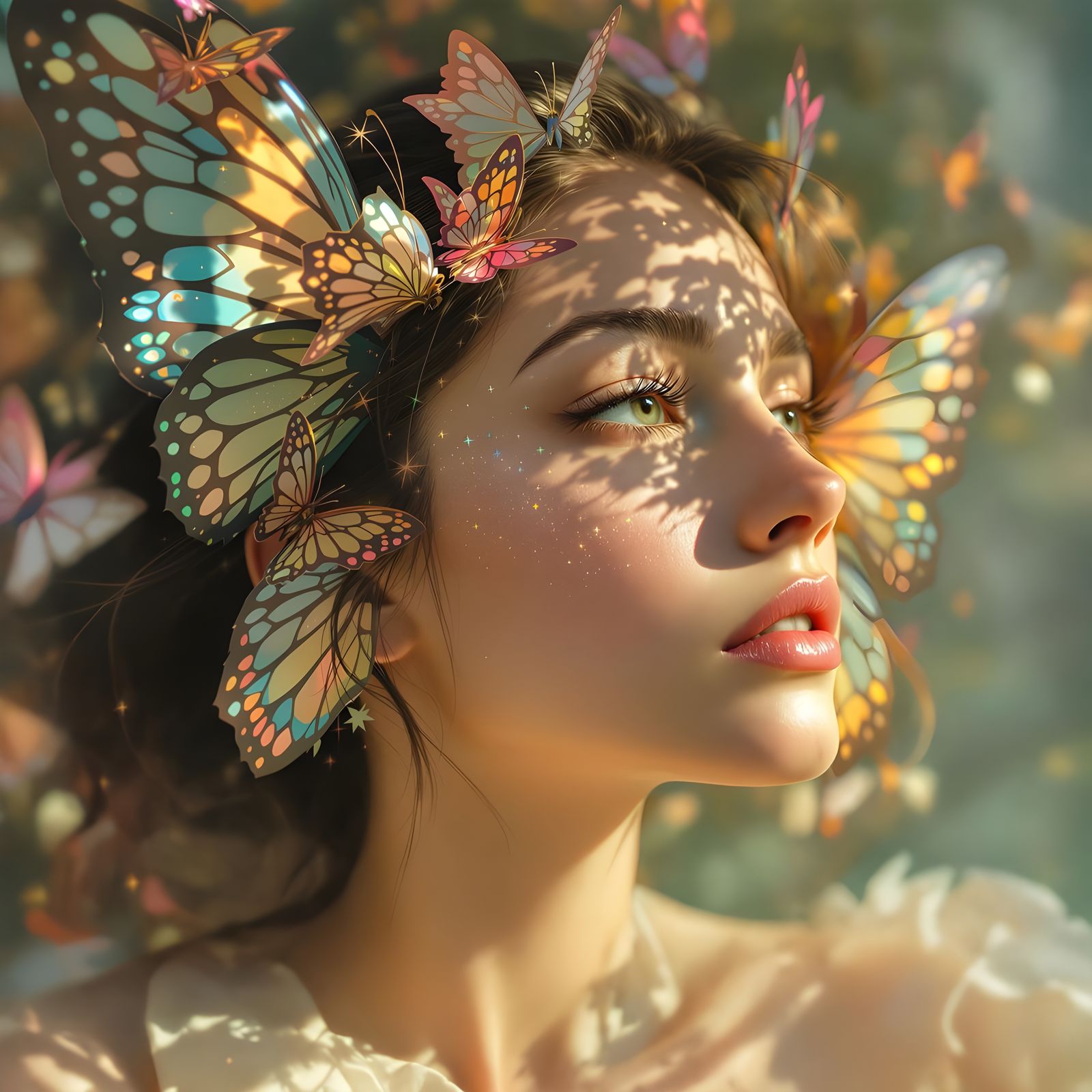 Dreamlike Woman in Vibrant Wonderland