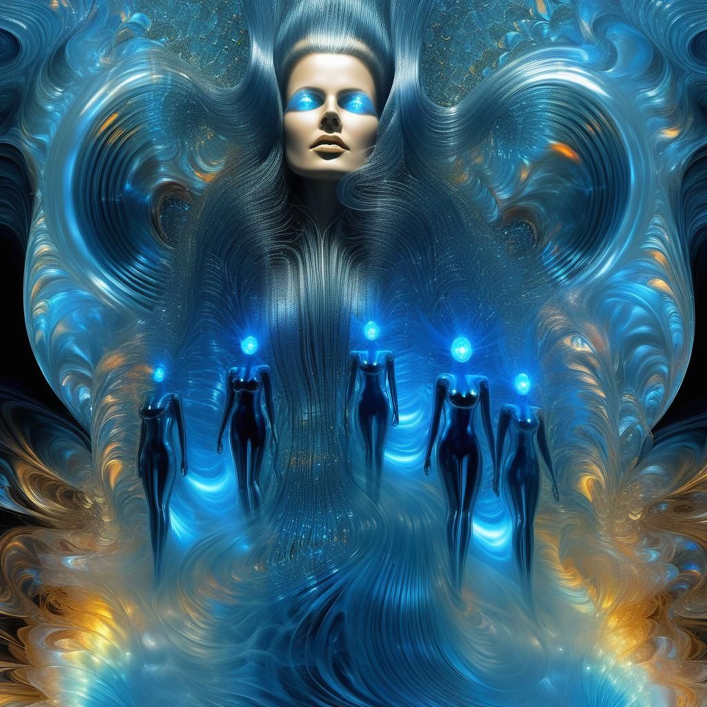 Bioluminescent Crystal Woman Double Exposure