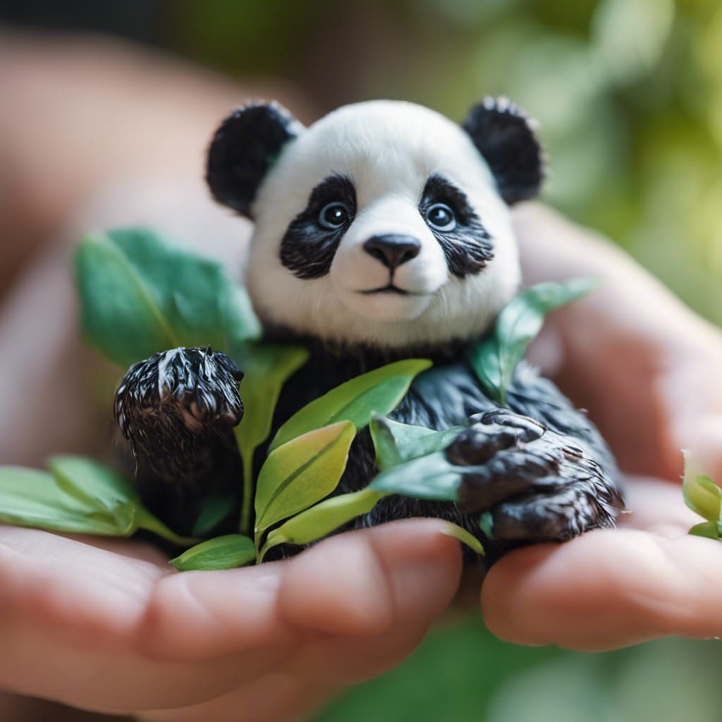 Lori Holds Miniature Panda Mei Mei in her Hands
