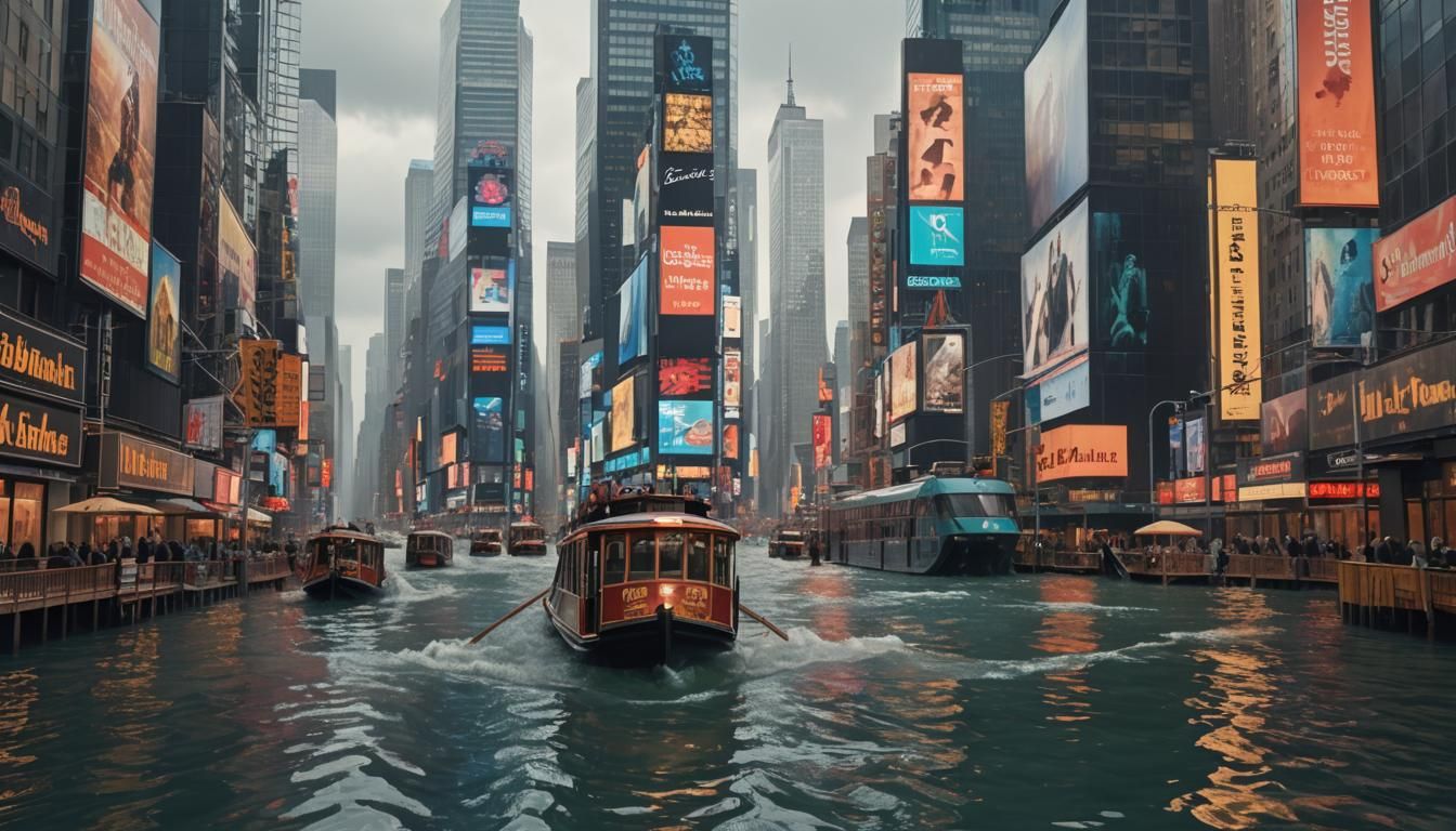 Flooded Times Square: Gondolas of New York