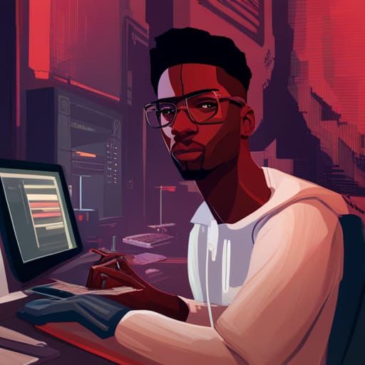 Man Programming Supercomputer: Detailed Concept Art Portrait