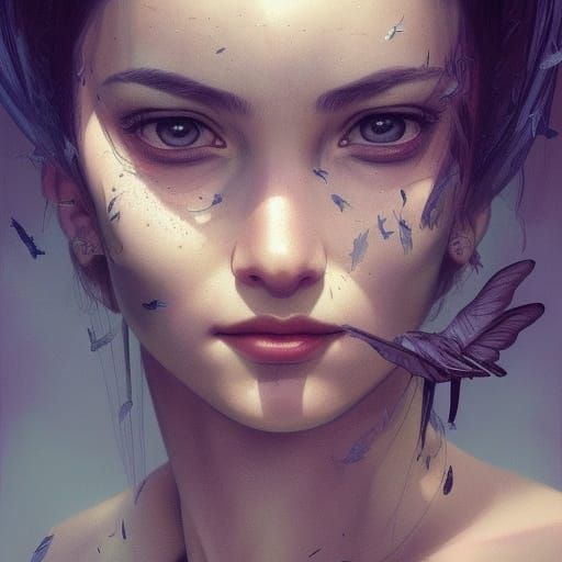 Dynamic Portrait of Person Spreading Wings