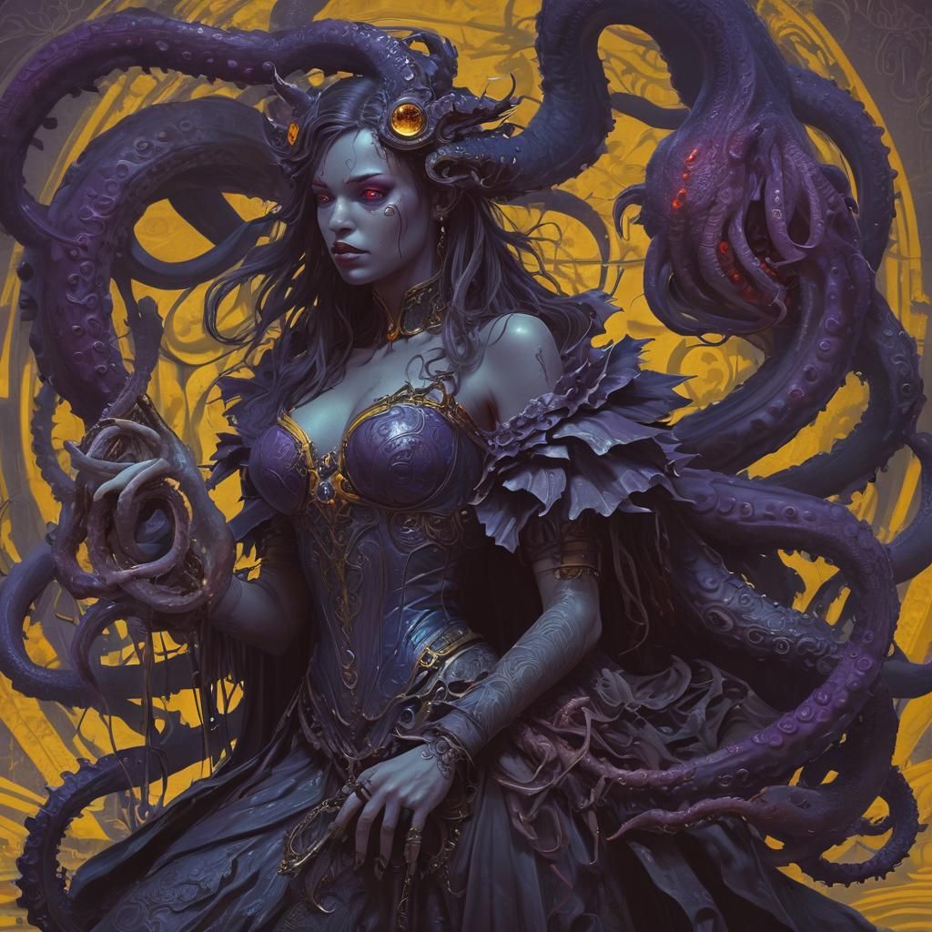 Sea Warlock's Pact with Cthulhu: Dark Fantasy Art