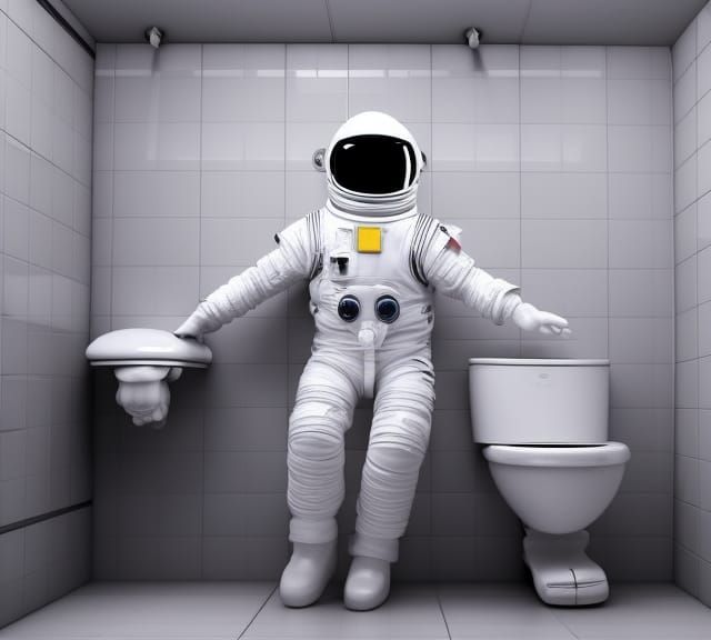 Hyperrealistic Astronaut in a Toilet