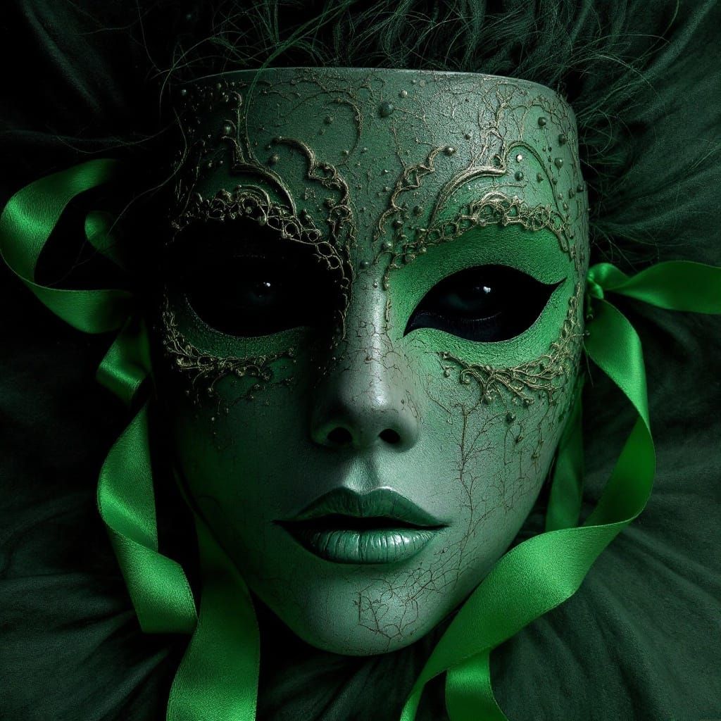 Enigmatic Masked Figure in Softly Lit Dark Fantasy