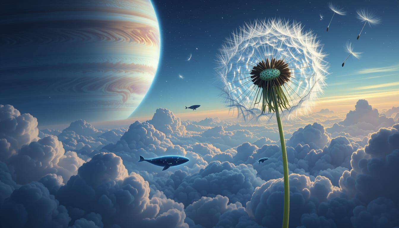 Colossal Dandelion Seed in Gas Giant Atmosphere