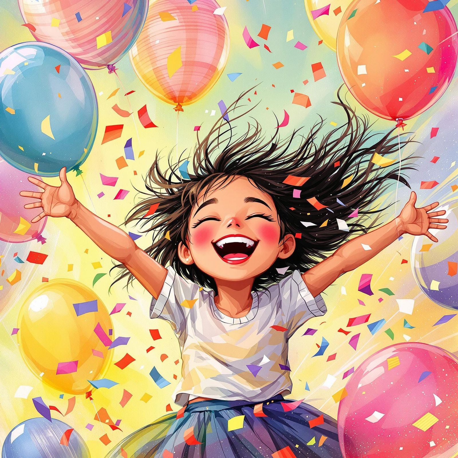 Whimsical Girl Lost in Joyful Moment