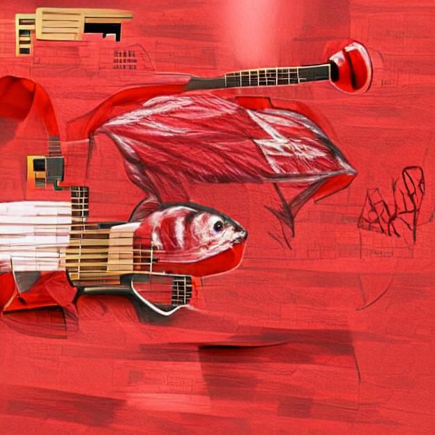 Striking Red Bass Guitar Concept Art