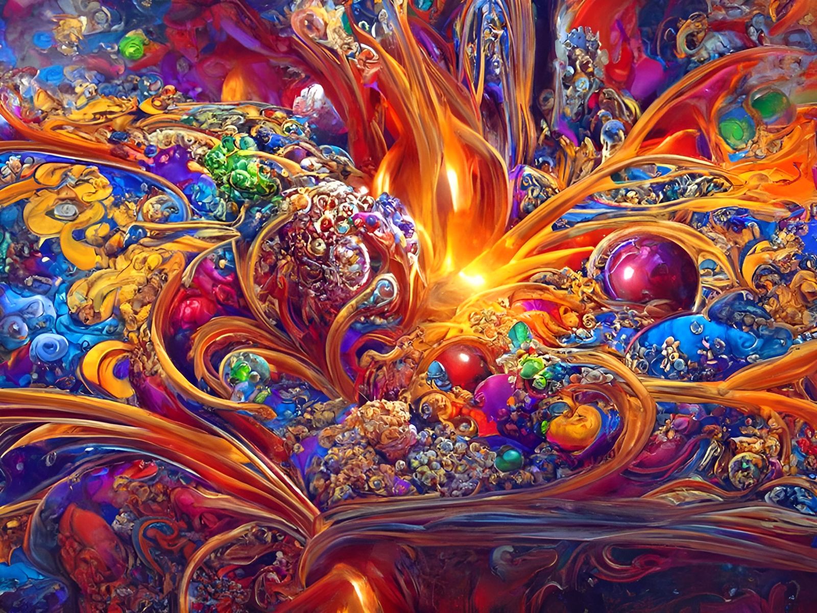 Explosion of Color: A Divine Cosmology Painting