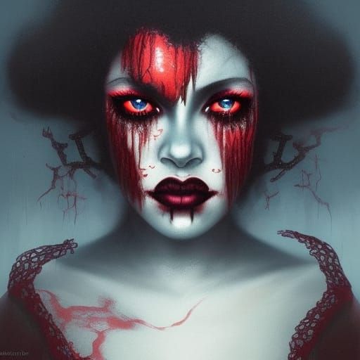 Gothic Voodoo Priestess in Dungeon, Fantasy Concept Art