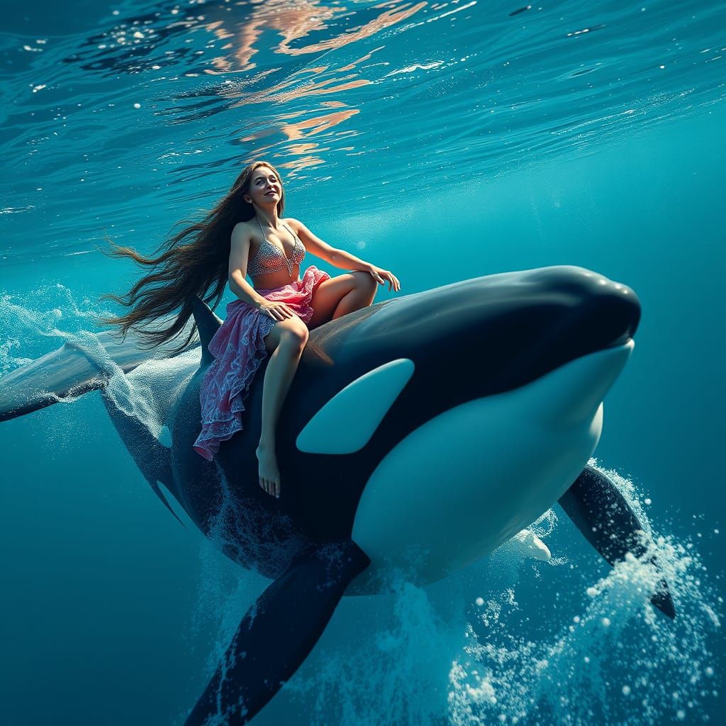 Actress Victoria Rides a Killer Whale