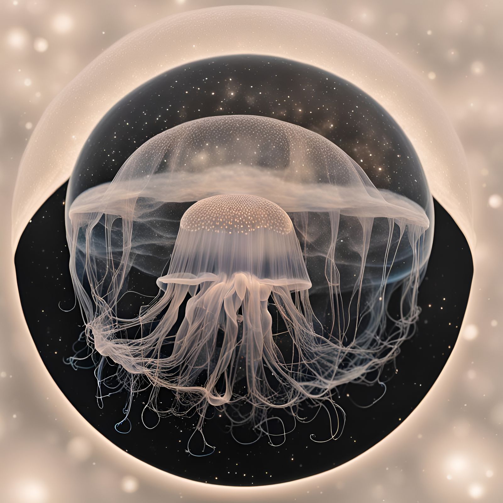 Bioluminescent Jellyfish in a Galaxy: Professional Photograp...