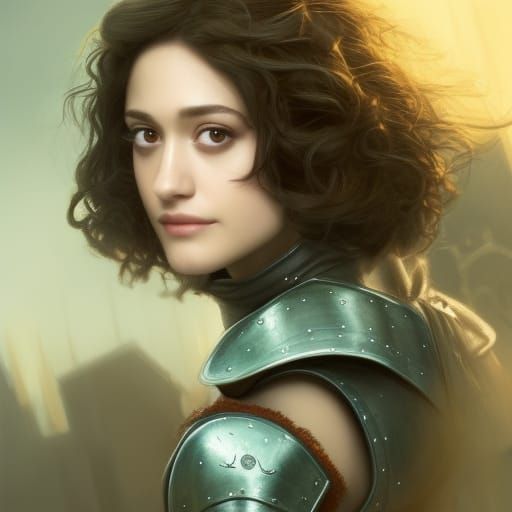 Medieval Portrait with Green Armor, Digital Art