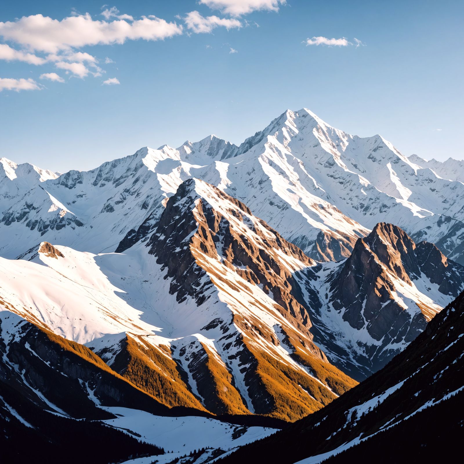 Hyperrealistic Snow-Capped Mountains in Cinematic HDR