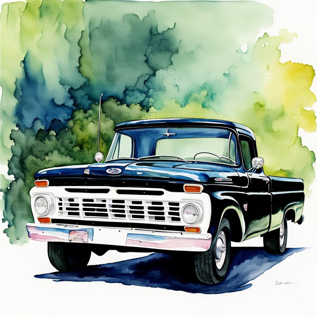 1964 Ford F100 in Watercolour Style