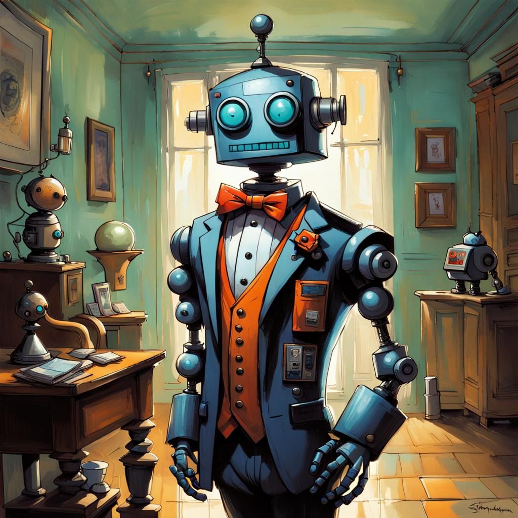 Robot Butler in Traditional Outfit