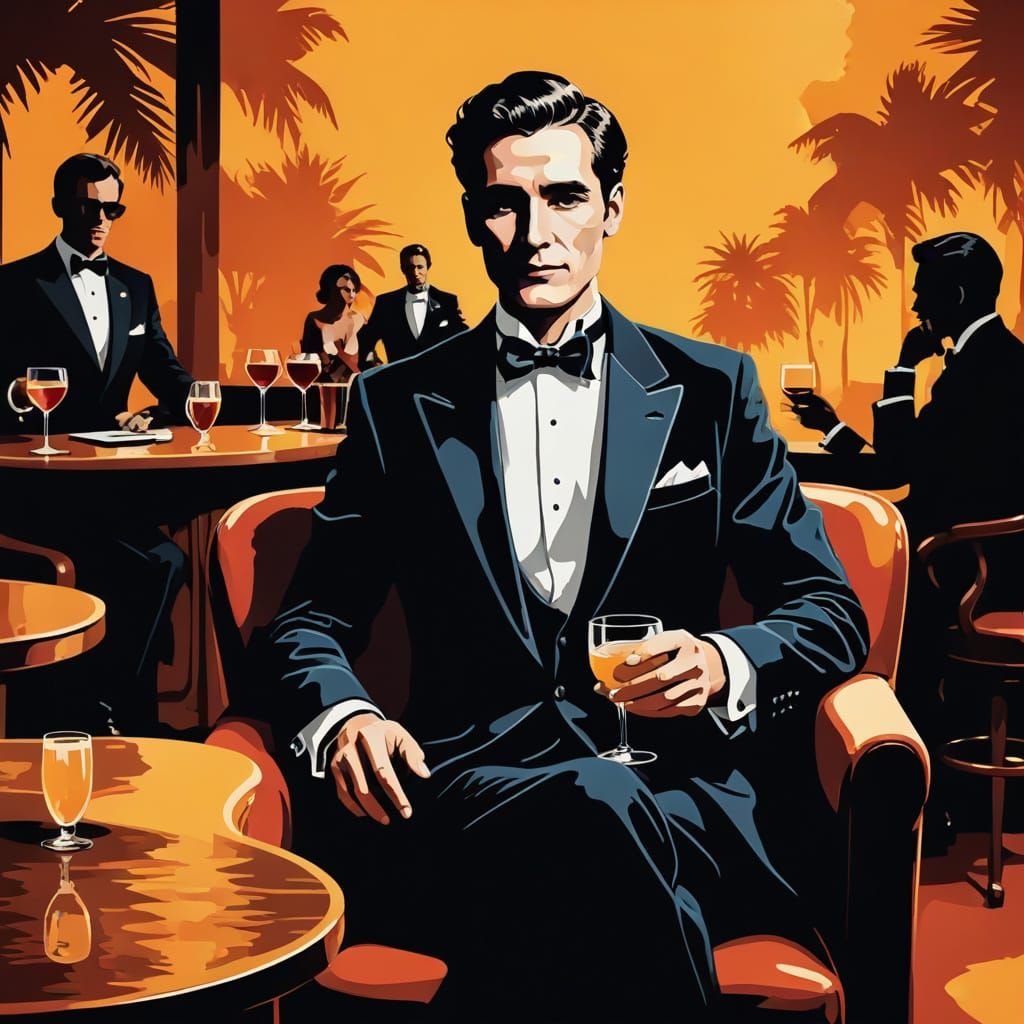 Pop Art Bar Lounge with Tuxedo Man