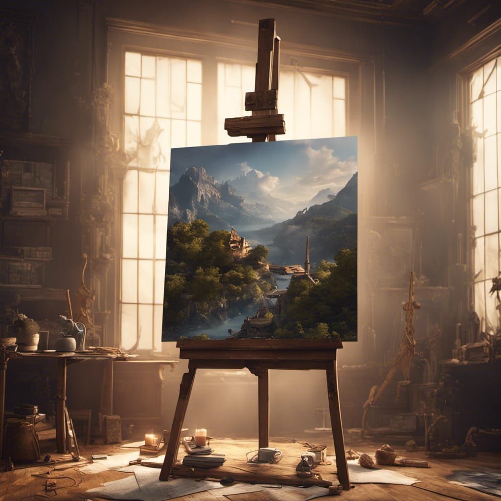 Artistic Expression on Easel: 3D Game Cinematic