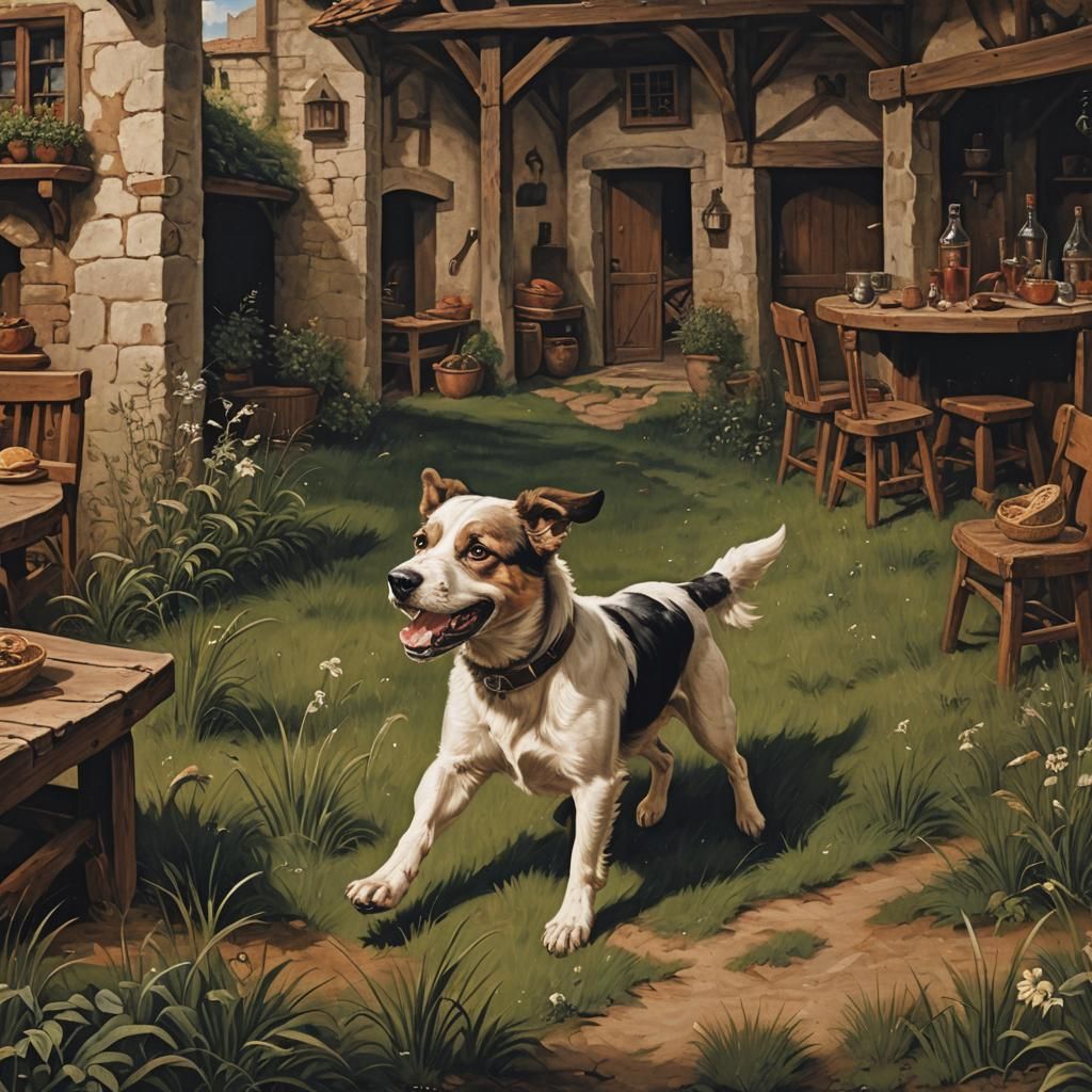 Dog in Tavern: Brunaille Style Alessandro Magnasco