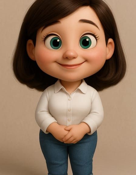 Pixar-Style 3D Woman with Oversized Head
