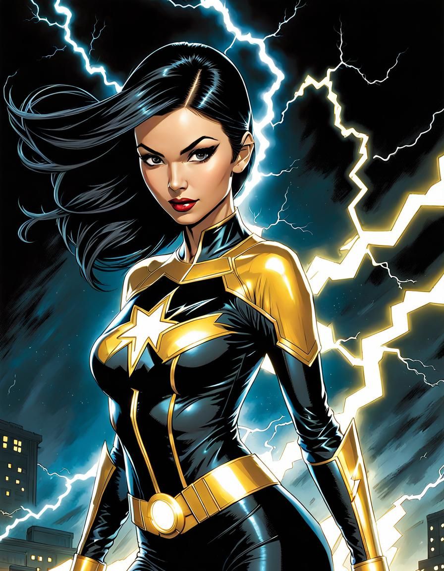 Victoria Justice as Electric Superhero, in Comic Book Style