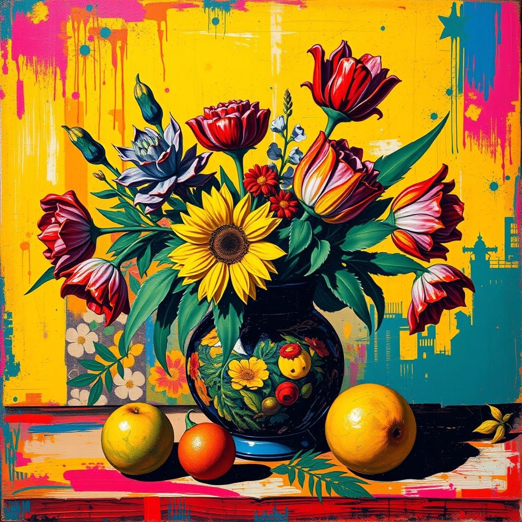 Expressionist Still Life with Pop Art Elements