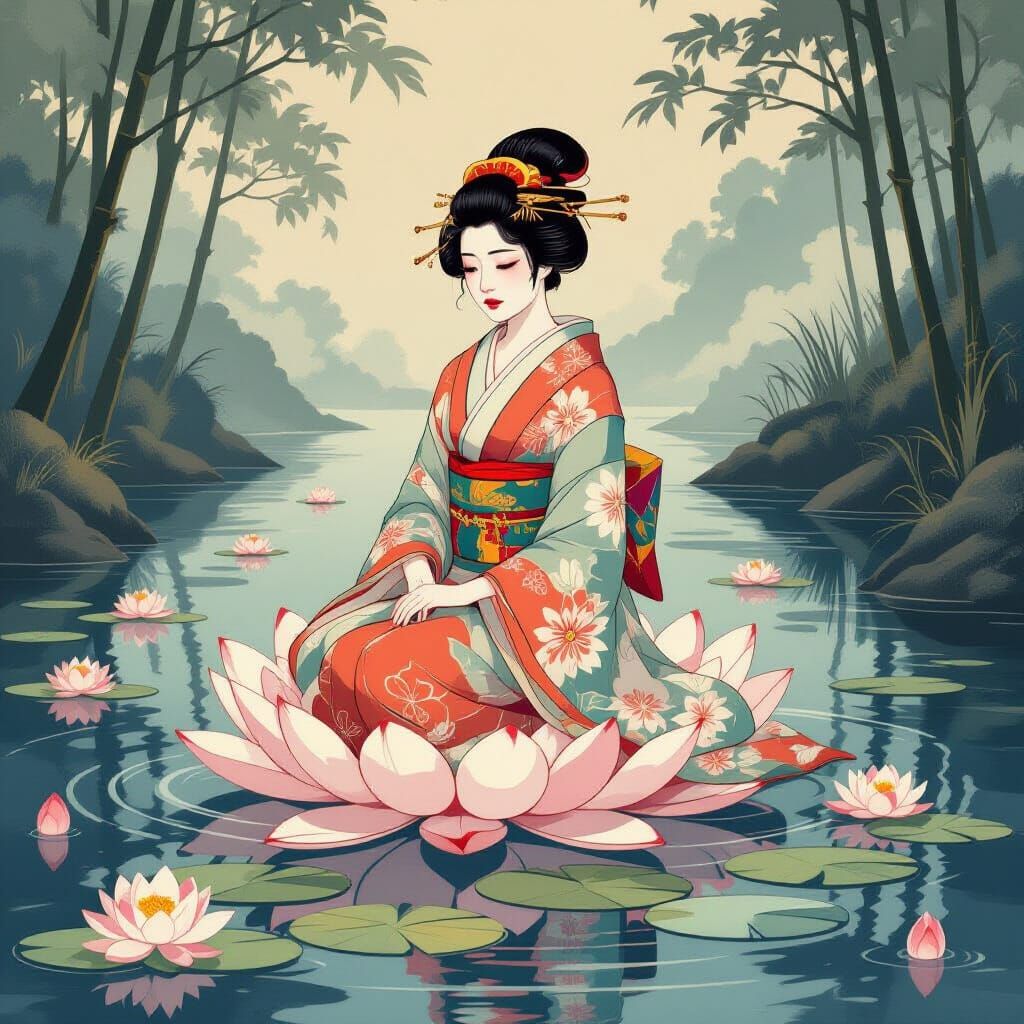 Sad Empress on Lotus Floats Down Mystical River