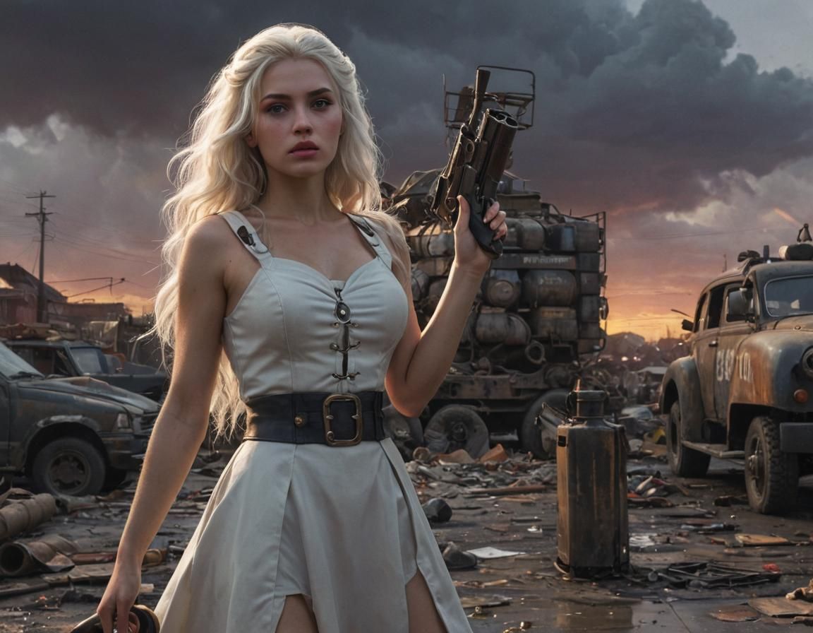 Dieselpunk Soldier Girl in Grimdark Industrial Setting