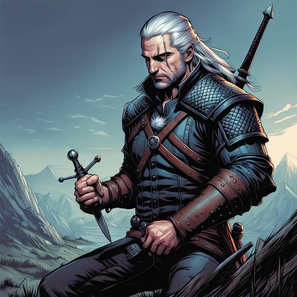 Original Character Witcher in Comic Book Art Style