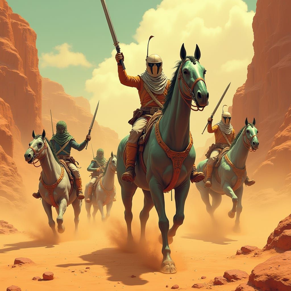 Fremen Warriors Clash with Imperial Troops in a Vibrant Anim...