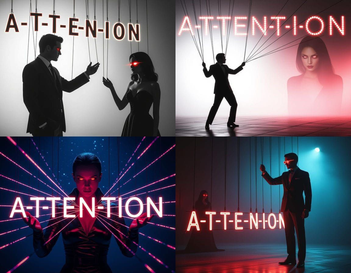 Silhouette Controlled by Glowing Attention Strings