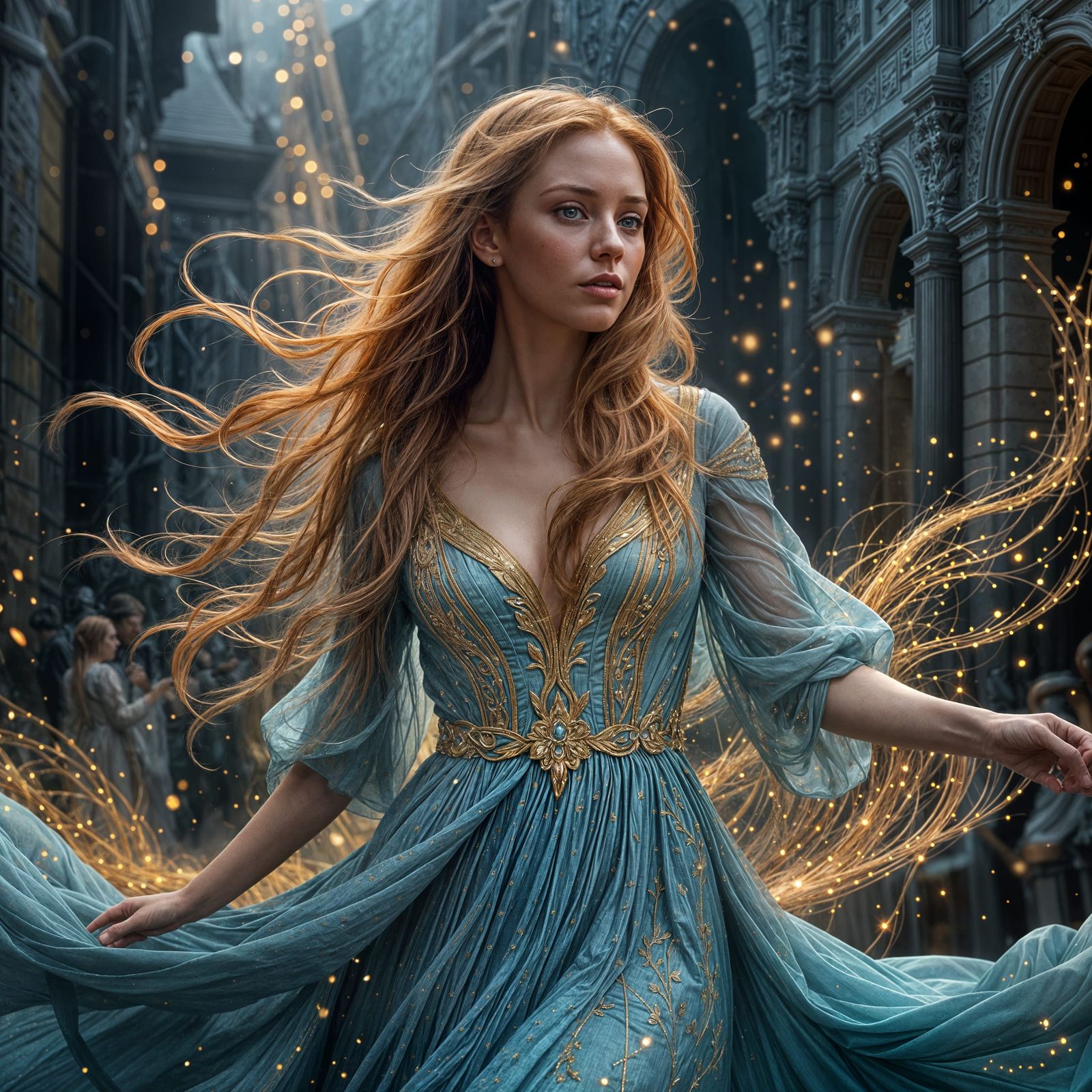 Epic Digital Goddess in Majestic Light Blue Gown