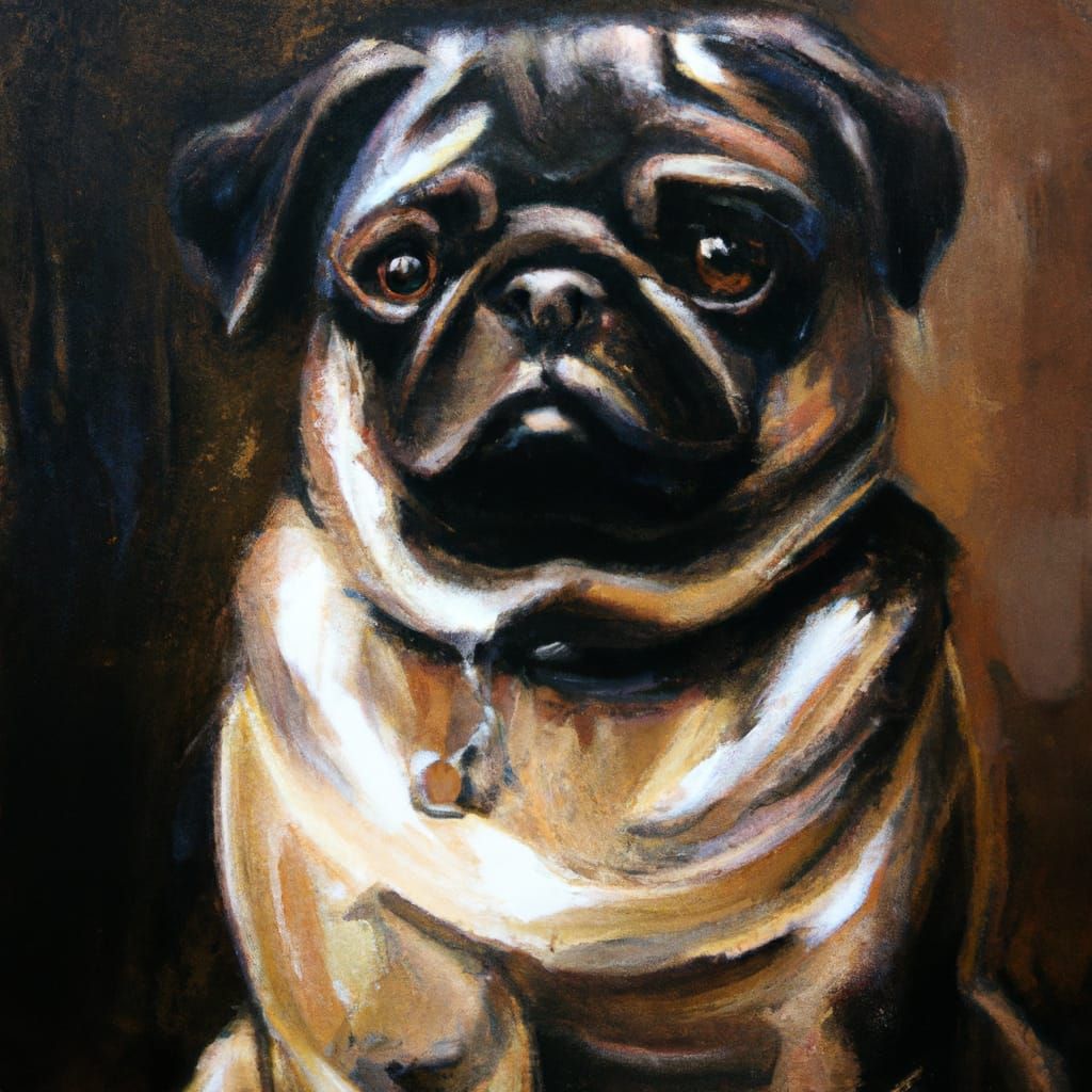 Pug Portrait in Oil Paint by Gurney