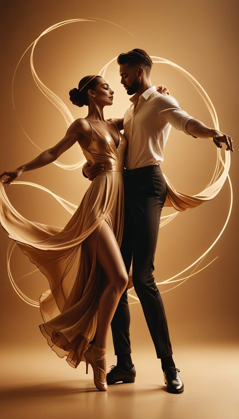 Elegant Dancers in Golden Light: Concept Art