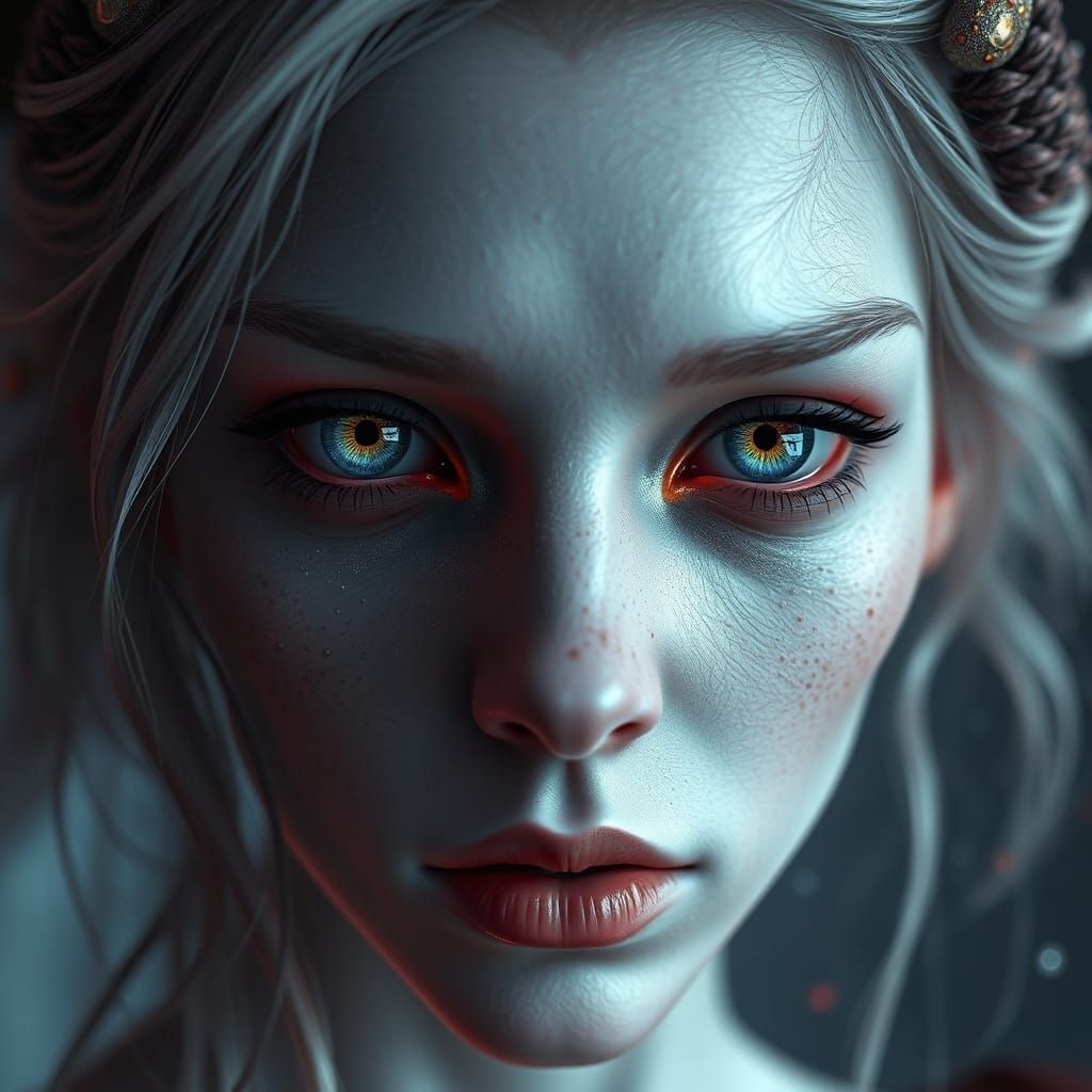 Soulful Pale Face in Detailed Matte Painting