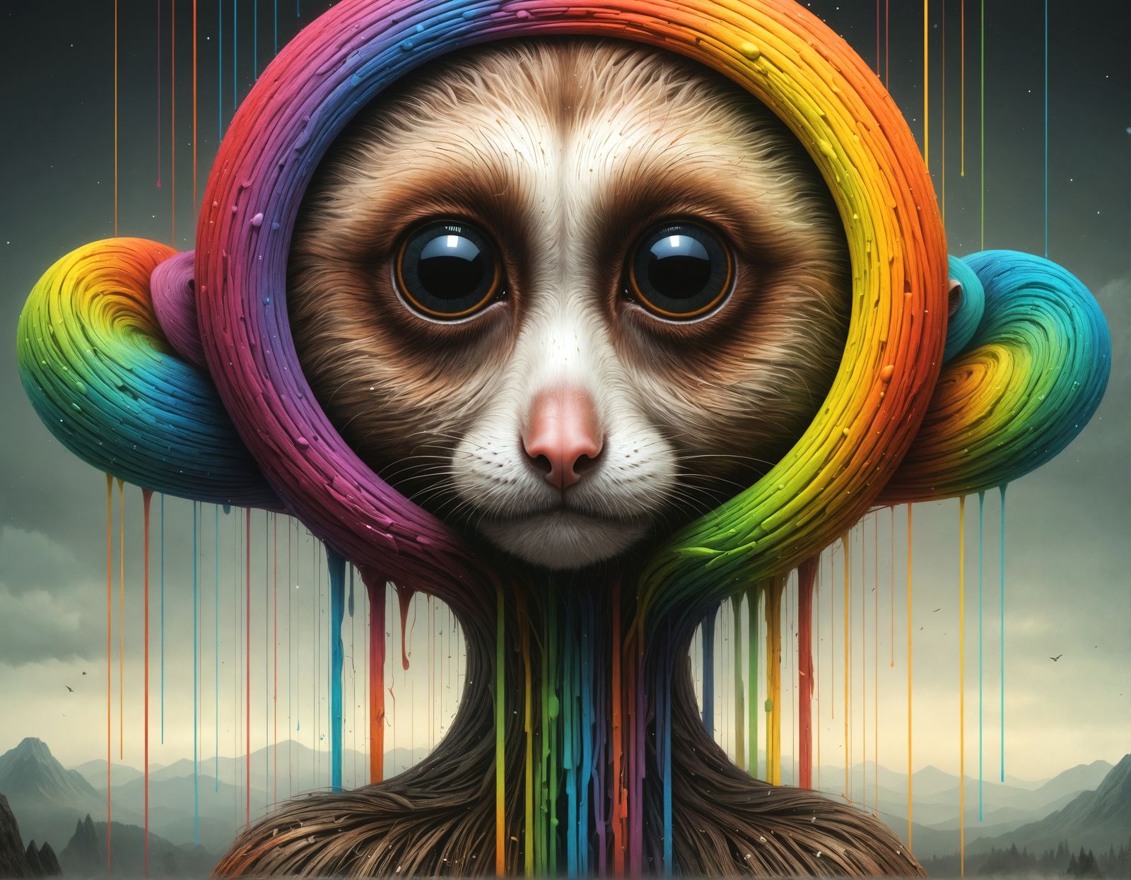Slow Loris in Rainbow Spectral Colors