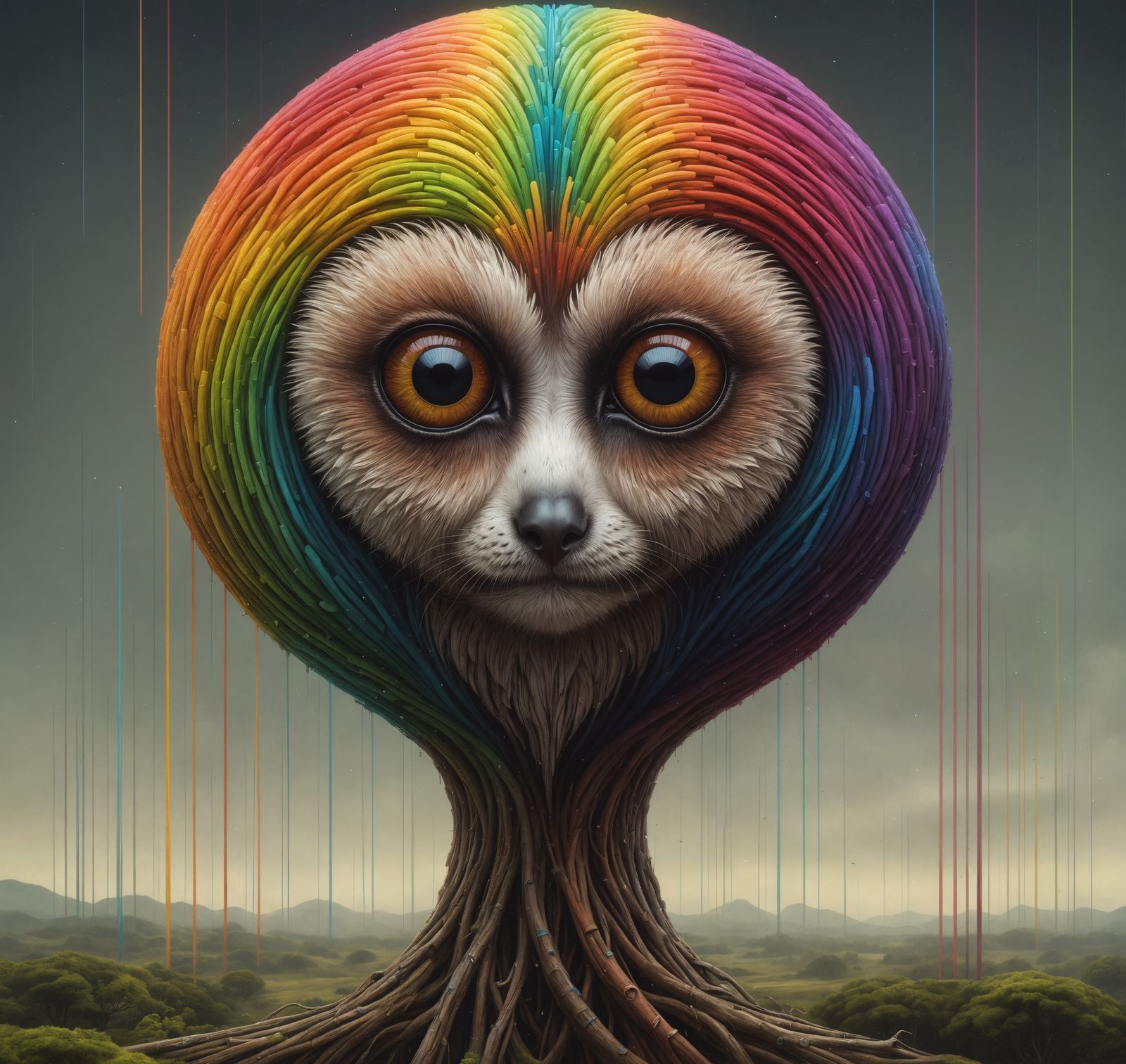 Slow Loris in Rainbow Spectral Colors