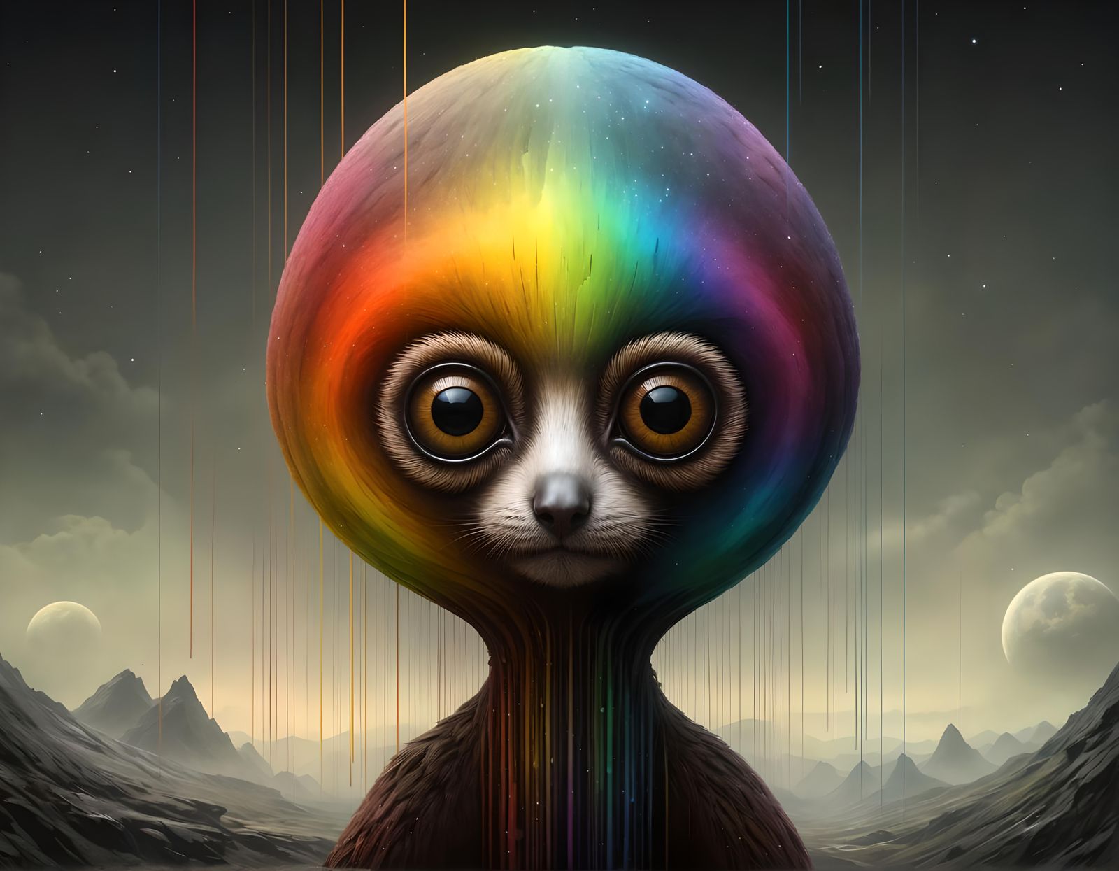 Rainbow Spectral Abstract in Mixed Media Style