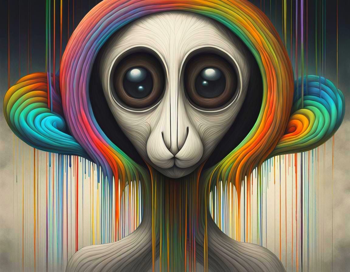 Vibrant Otherworldly Abstraction in Bold Lines