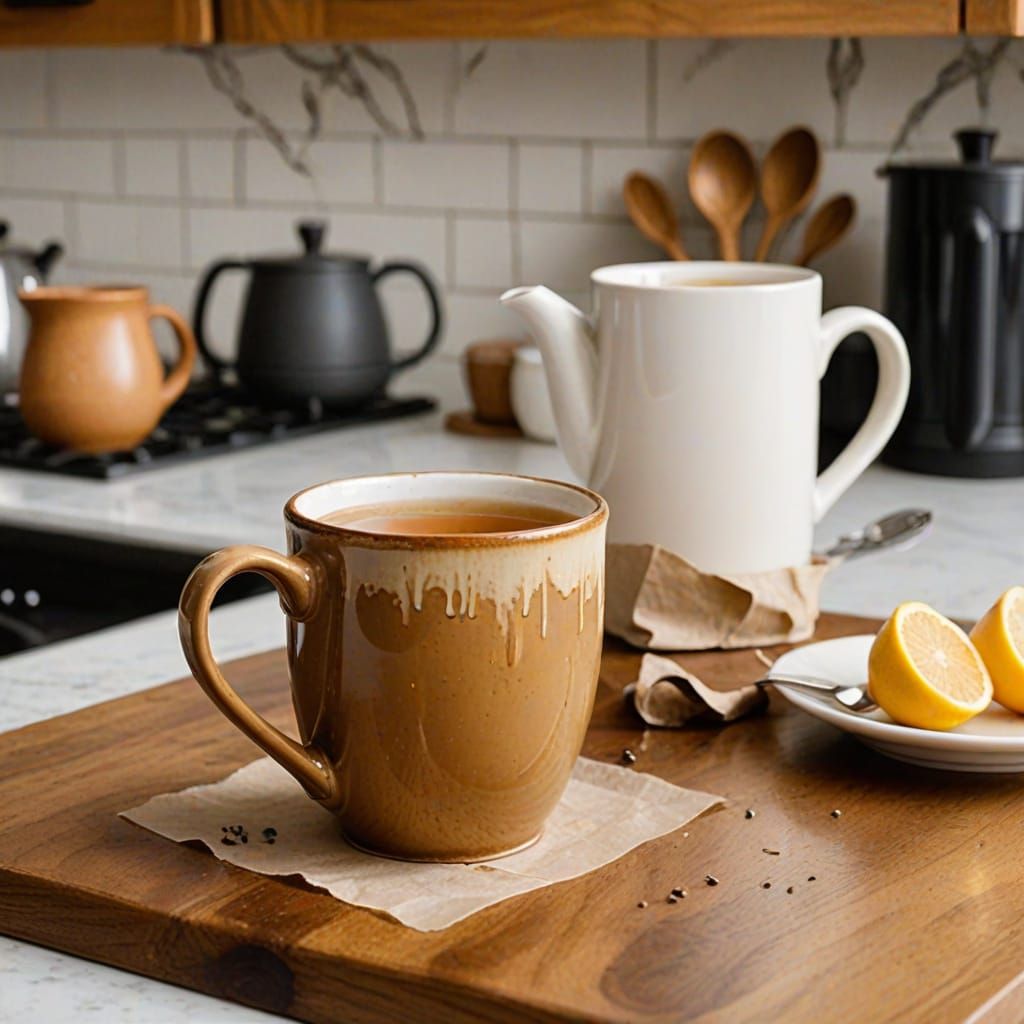 Tea-Stained Mug in a Kitchen Setting