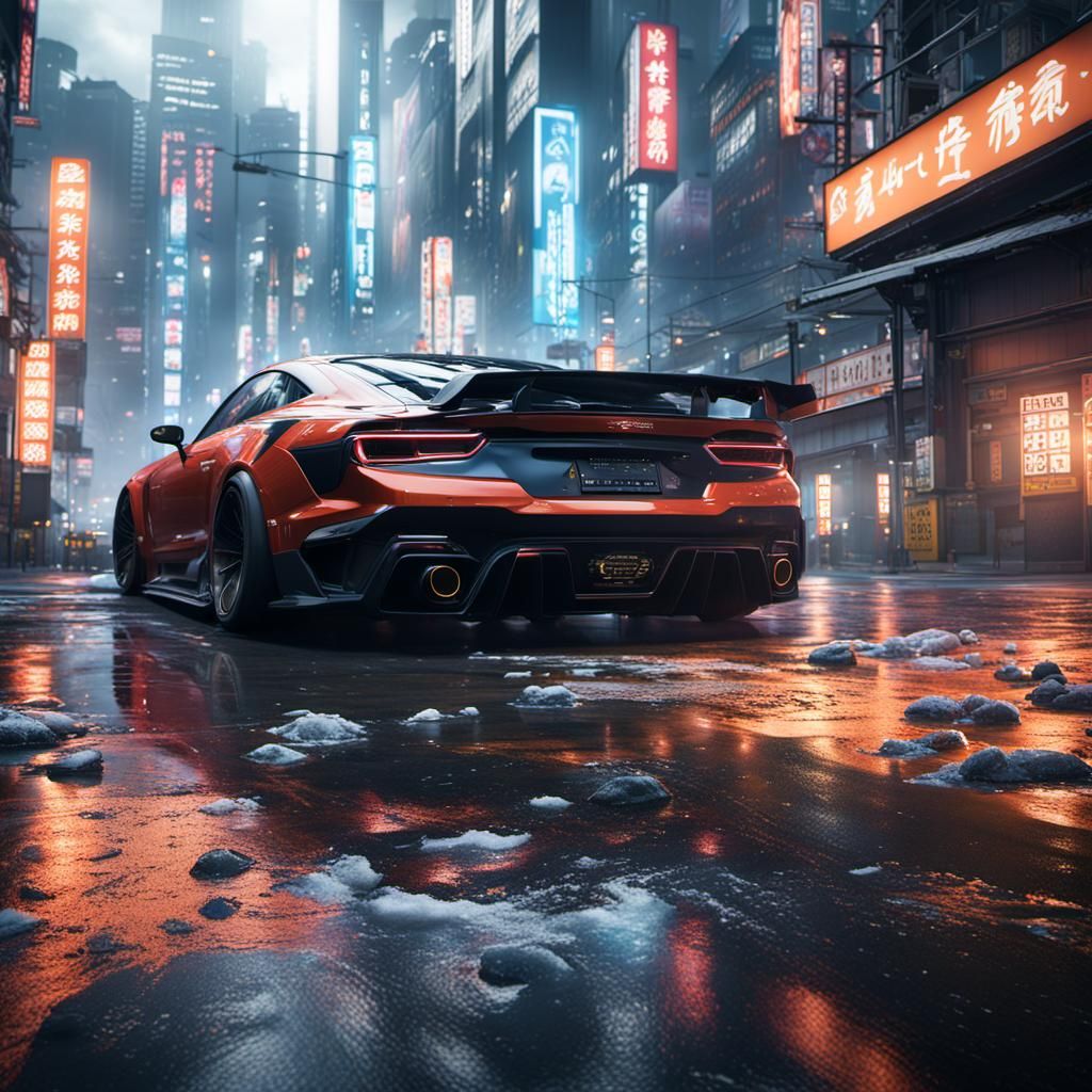 Detailed Tokyo Drift Matte Painting in Deep Color