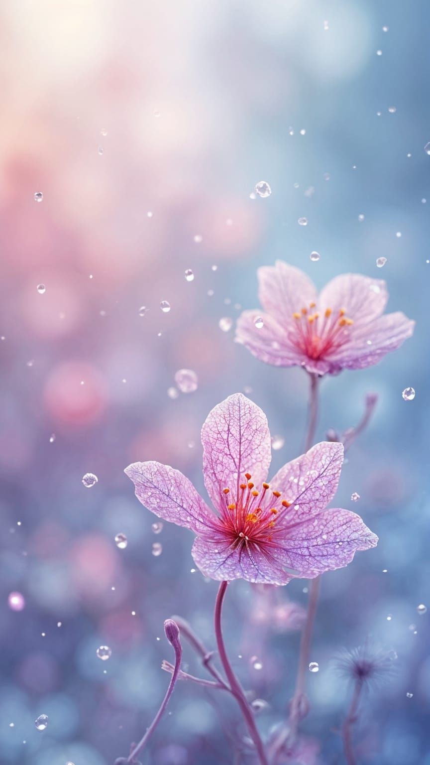 Crystal Flowers in a Dreamlike Winter Wonderland