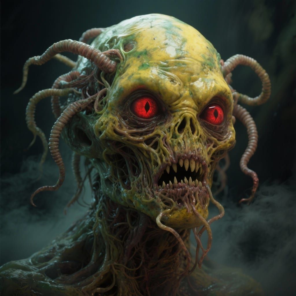 Unsettling Lovecraftian Face in 3D Render