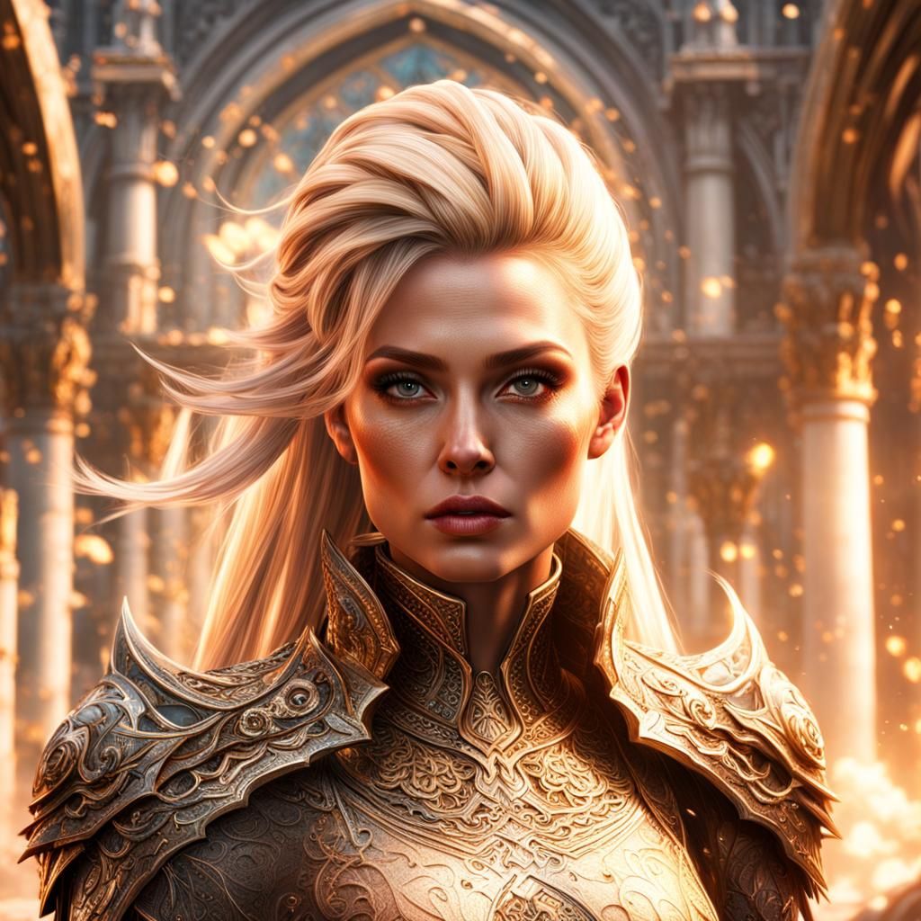 Fantasy Blond Woman: Detailed Matte Painting