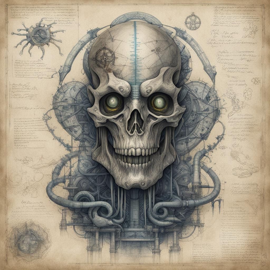 Deep One Medical Diagram in Pen and Ink Style