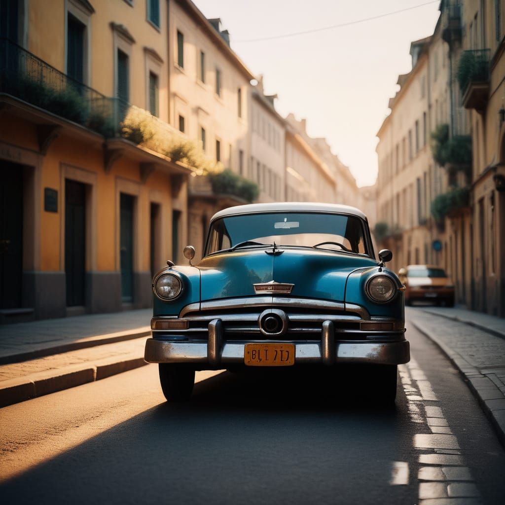 Nostalgic Old Car on a Quaint Street